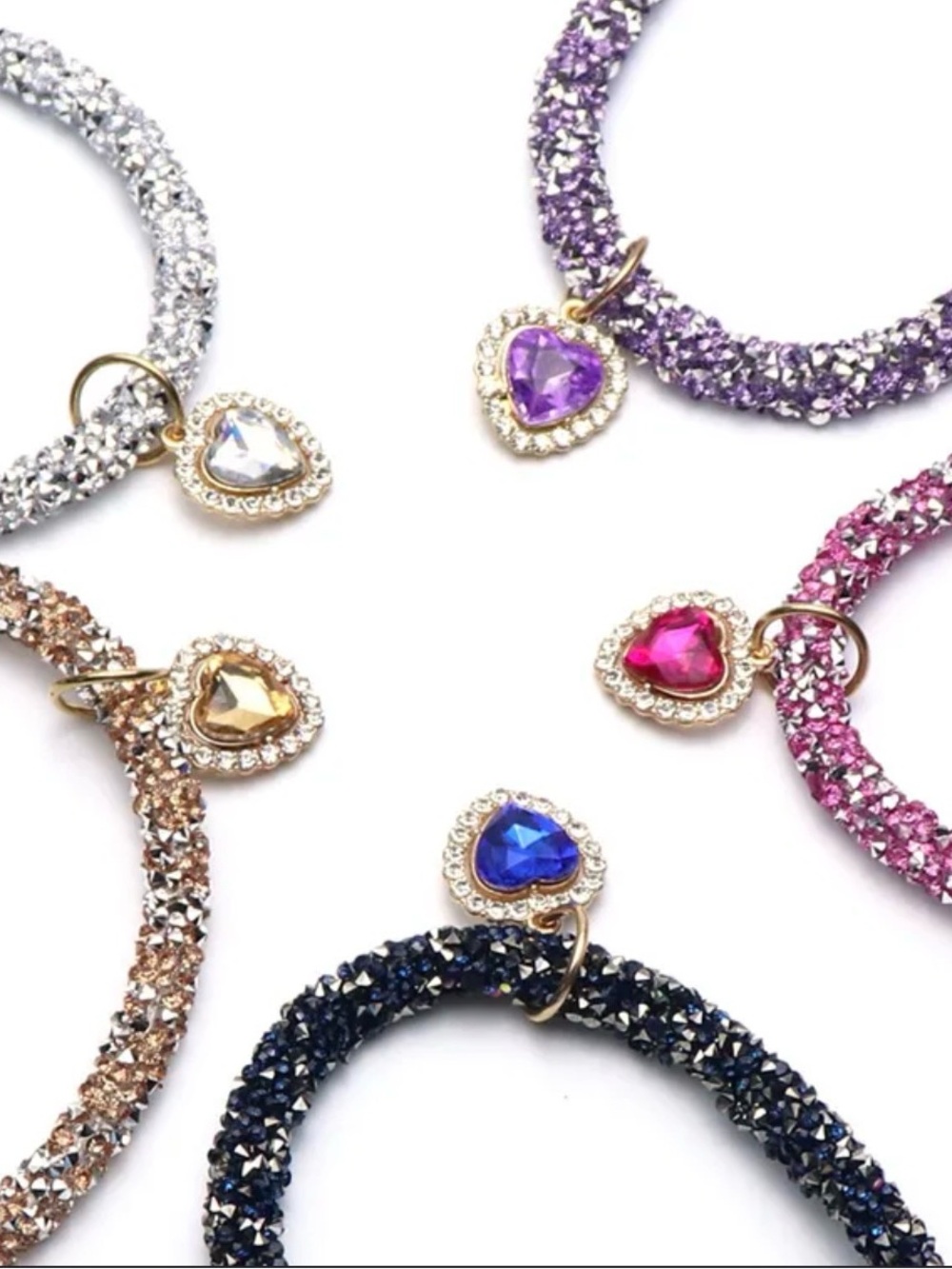Small pet faux crystal necklace collar various colors random chosen. one piece